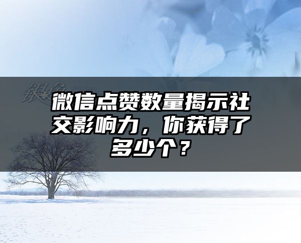 微信点赞数量揭示社交影响力，你获得了多少个？
