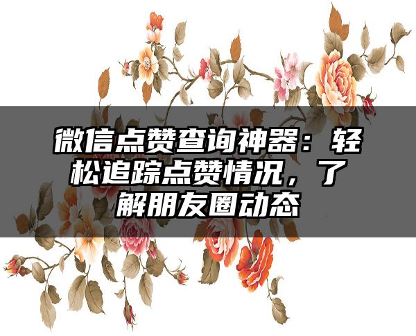 微信点赞查询神器：轻松追踪点赞情况，了解朋友圈动态