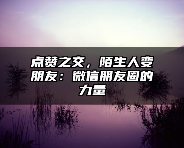 点赞之交，陌生人变朋友：微信朋友圈的力量