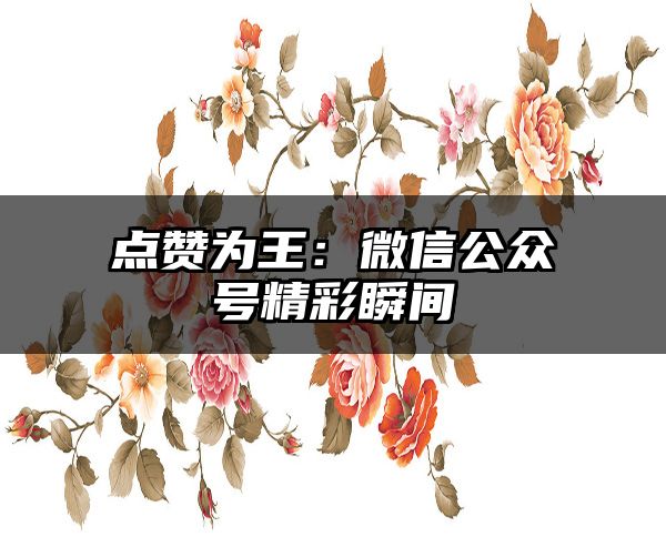 点赞为王：微信公众号精彩瞬间