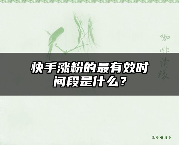 快手涨粉的最有效时间段是什么？