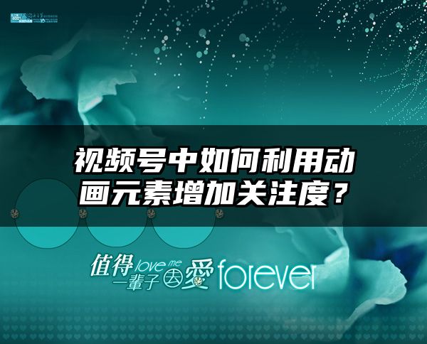 视频号中如何利用动画元素增加关注度？