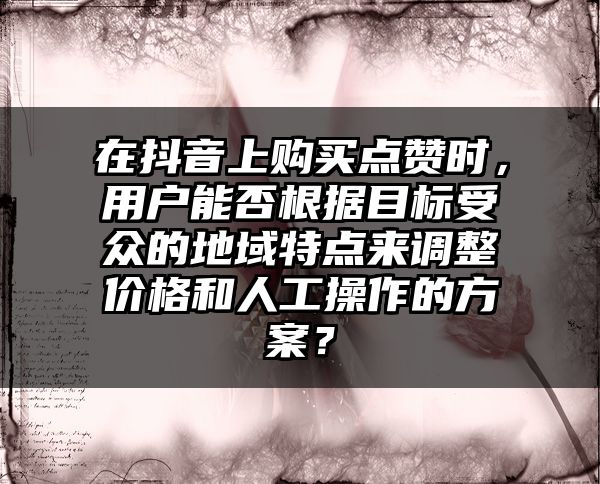 在抖音上购买点赞时，用户能否根据目标受众的地域特点来调整价格和人工操作的方案？